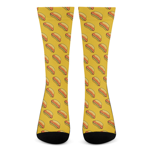 Colorful Hot Dog Pattern Print Crew Socks