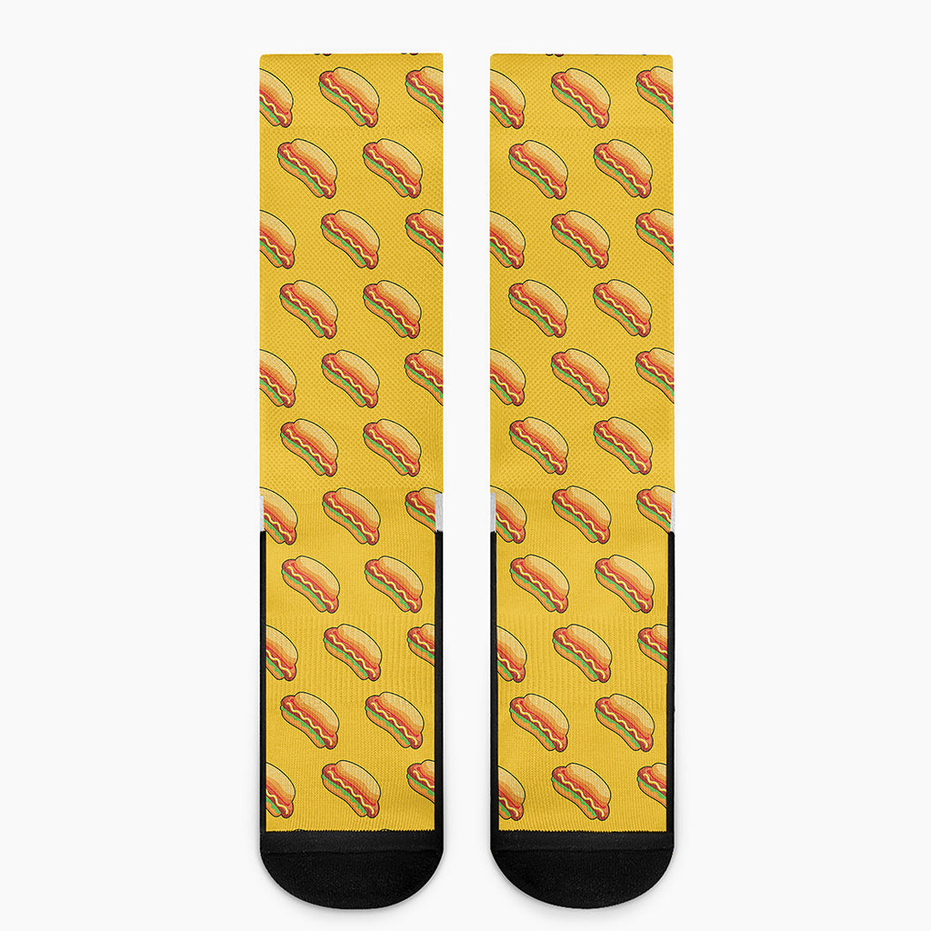 Colorful Hot Dog Pattern Print Crew Socks