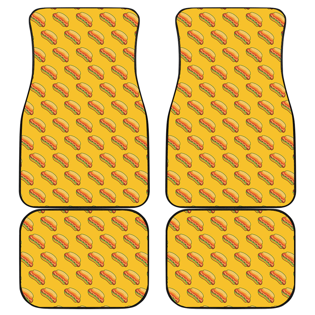 Colorful Hot Dog Pattern Print Front and Back Car Floor Mats