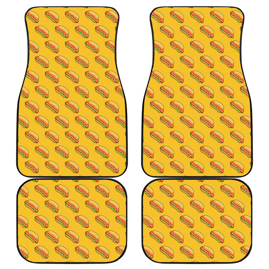 Colorful Hot Dog Pattern Print Front and Back Car Floor Mats
