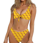 Colorful Hot Dog Pattern Print Front Bow Tie Bikini
