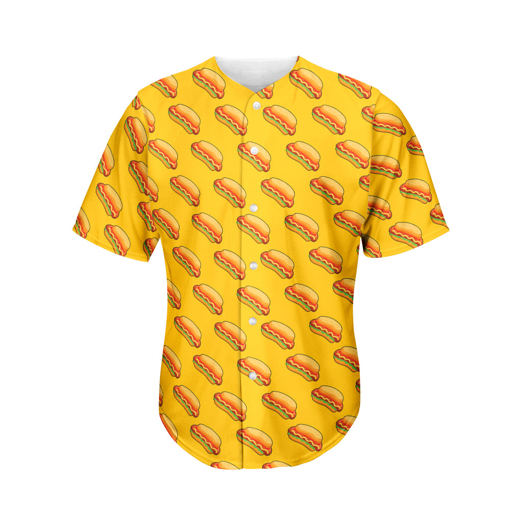 Colorful Hot Dog Pattern Print Men's Baseball Jersey