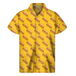 Colorful Hot Dog Pattern Print Men's Short Sleeve Shirt