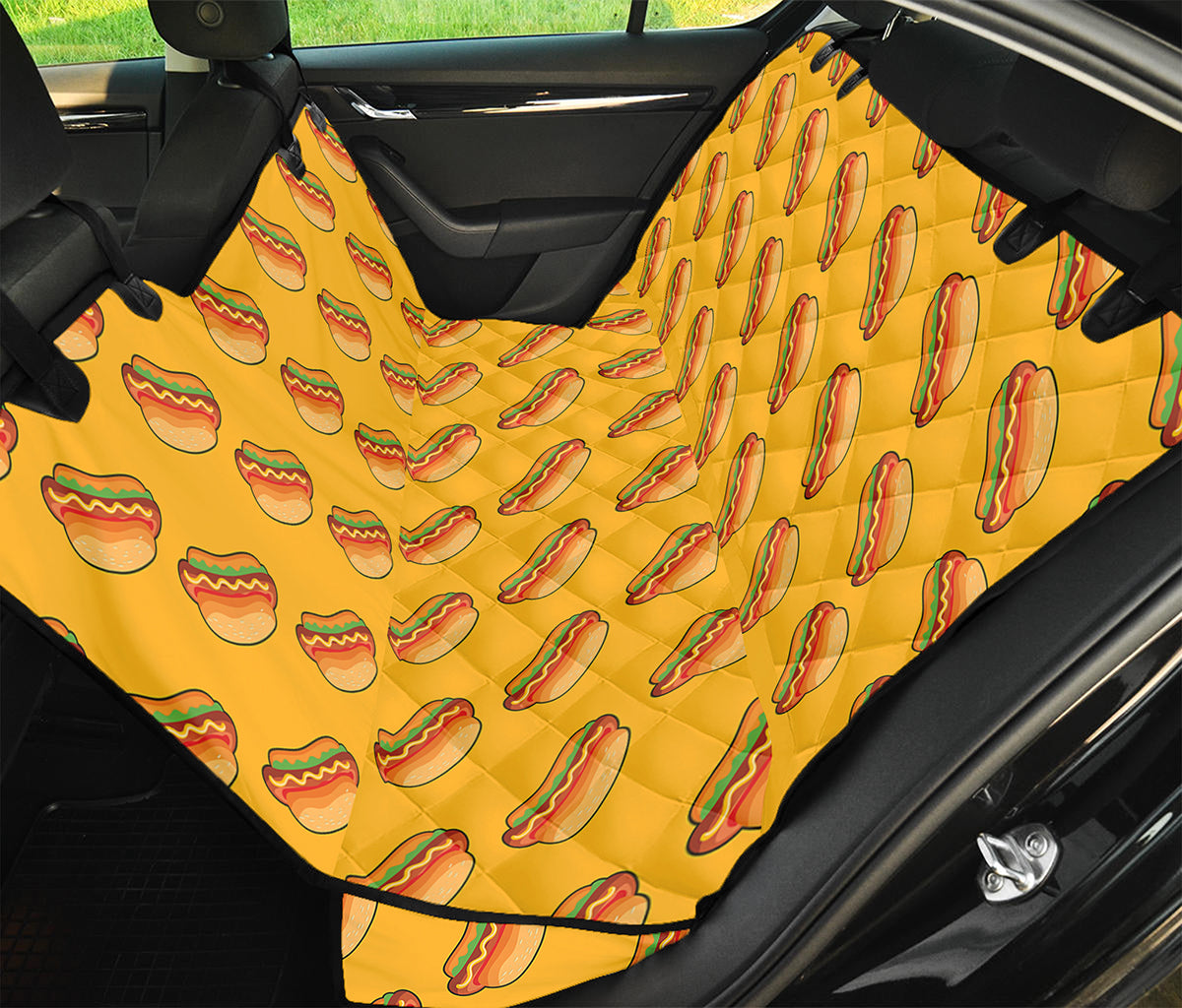Colorful Hot Dog Pattern Print Pet Car Back Seat Cover