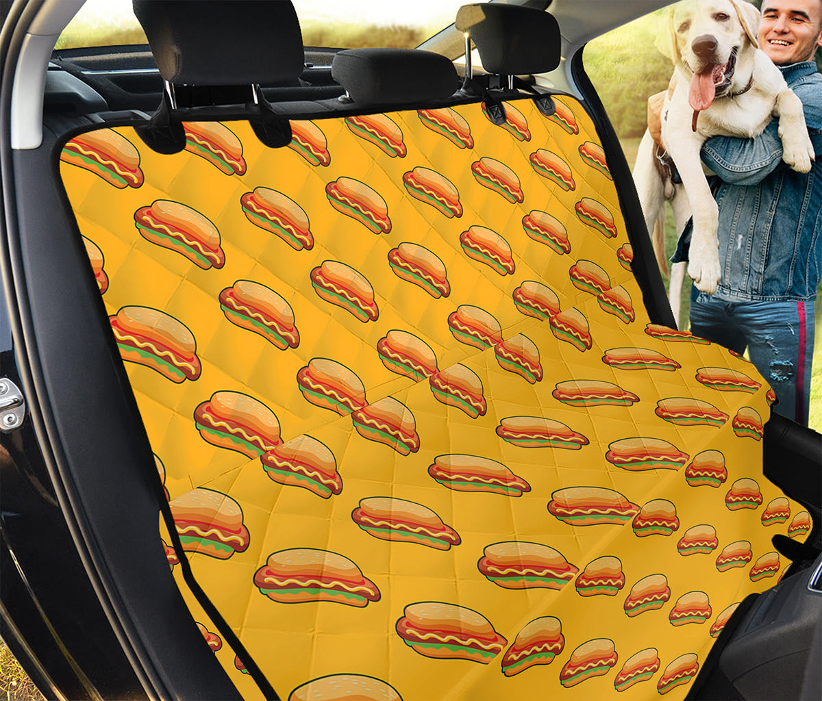 Colorful Hot Dog Pattern Print Pet Car Back Seat Cover