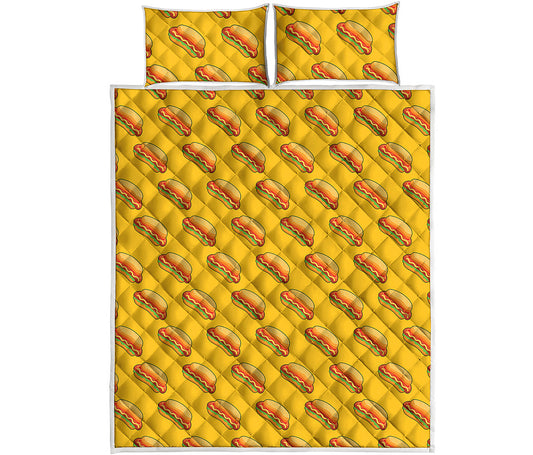Colorful Hot Dog Pattern Print Quilt Bed Set