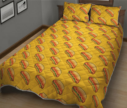 Colorful Hot Dog Pattern Print Quilt Bed Set