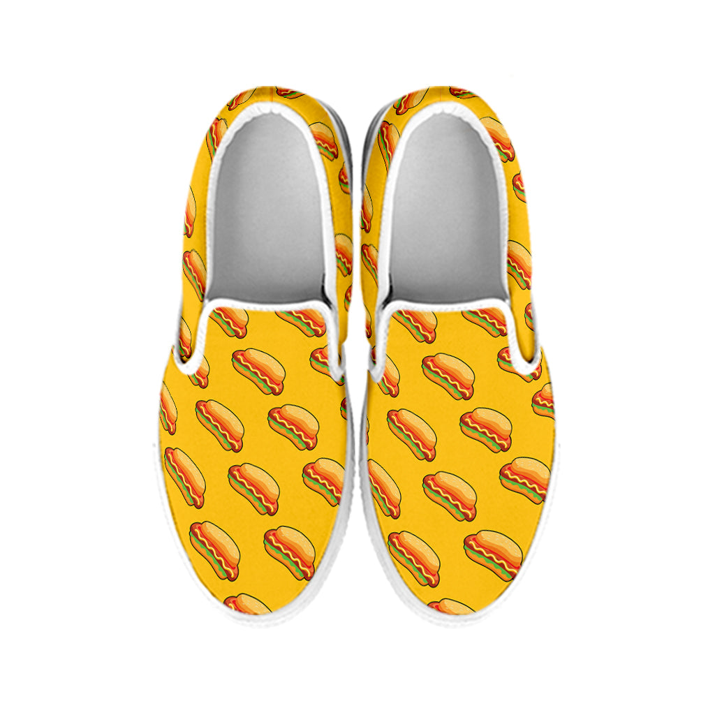 Colorful Hot Dog Pattern Print White Slip On Shoes