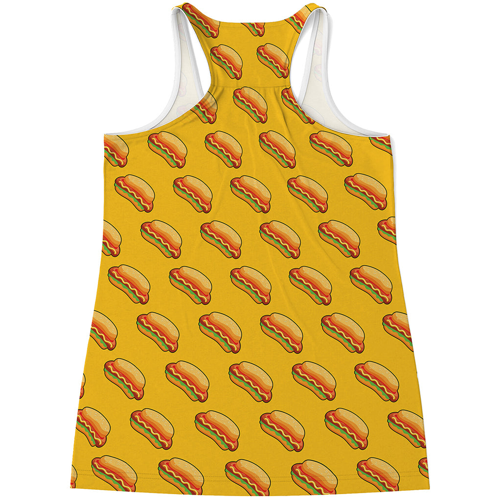 Colorful Hot Dog Pattern Print Women's Racerback Tank Top