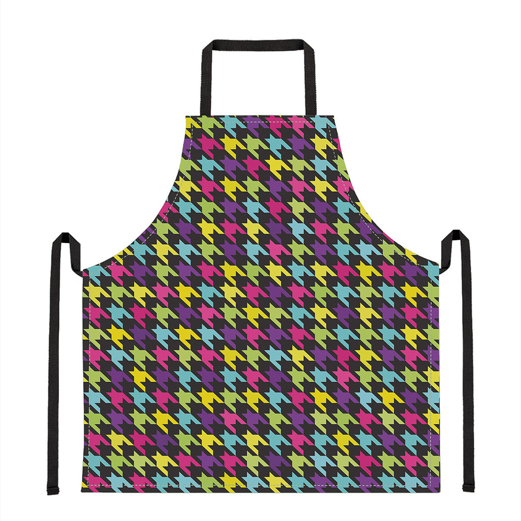 Colorful Houndstooth Pattern Print Apron