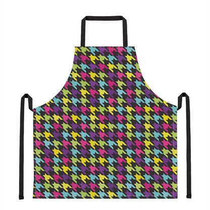 Colorful Houndstooth Pattern Print Apron