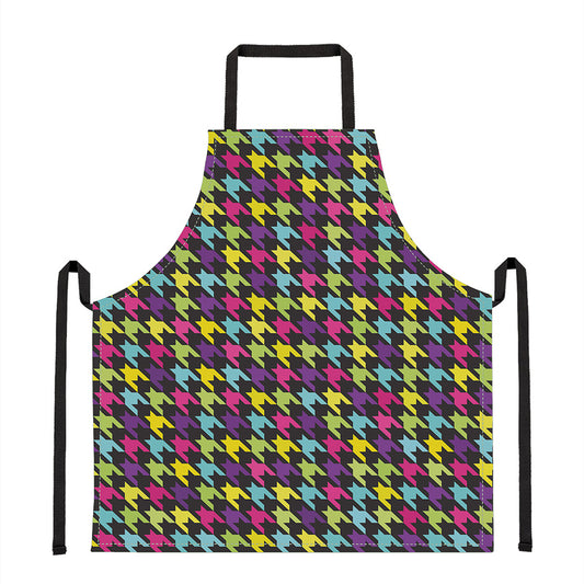 Colorful Houndstooth Pattern Print Apron