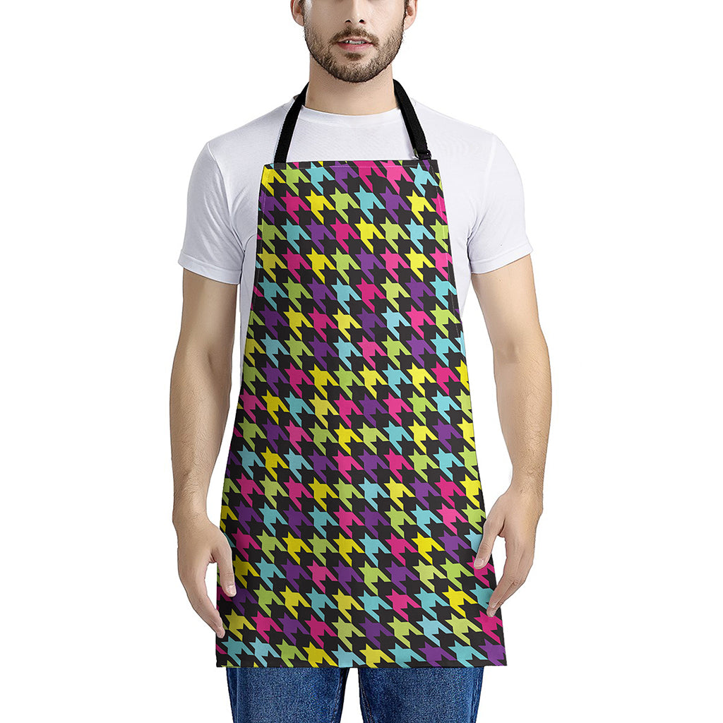 Colorful Houndstooth Pattern Print Apron