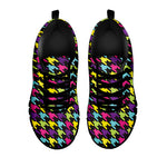 Colorful Houndstooth Pattern Print Black Sneakers