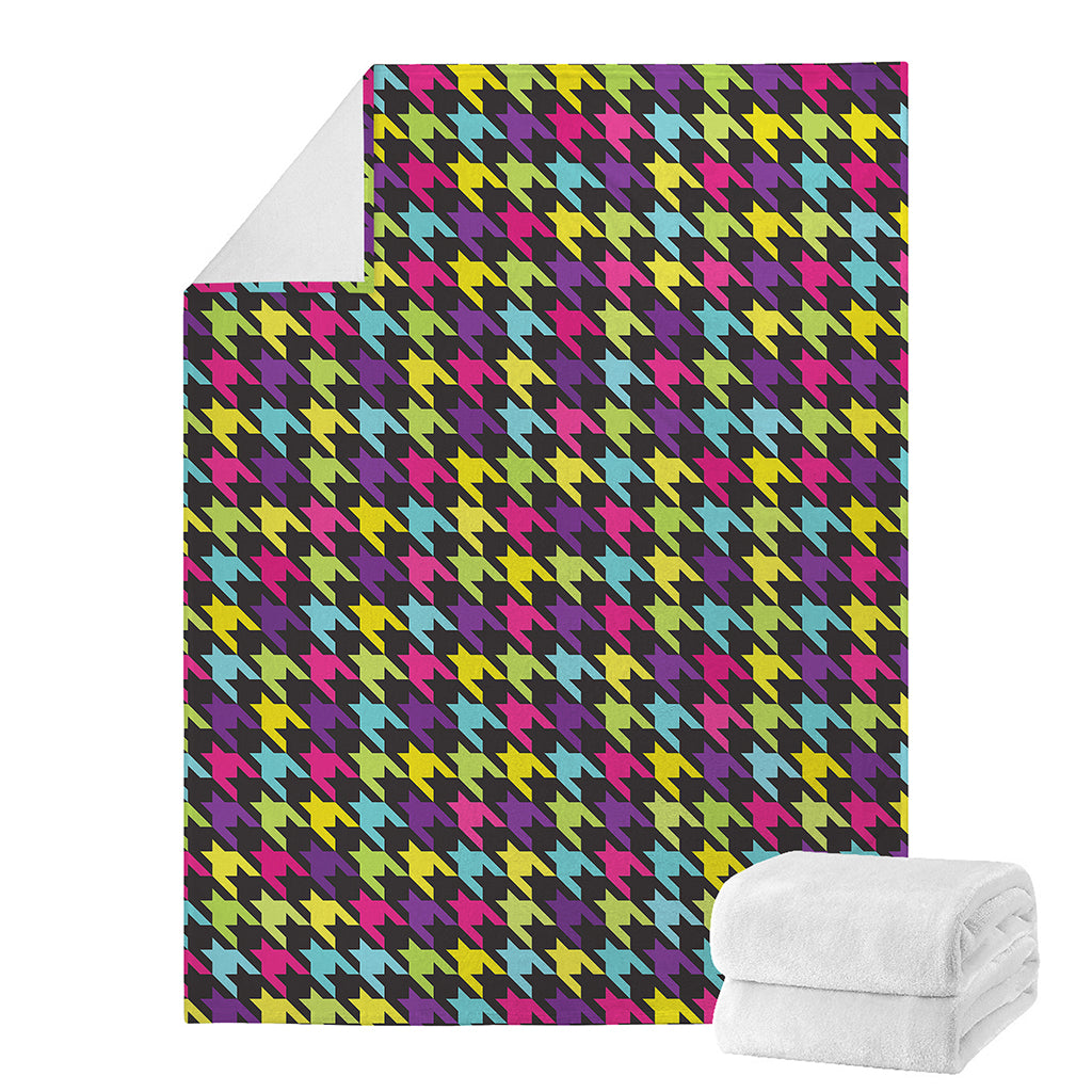 Colorful Houndstooth Pattern Print Blanket