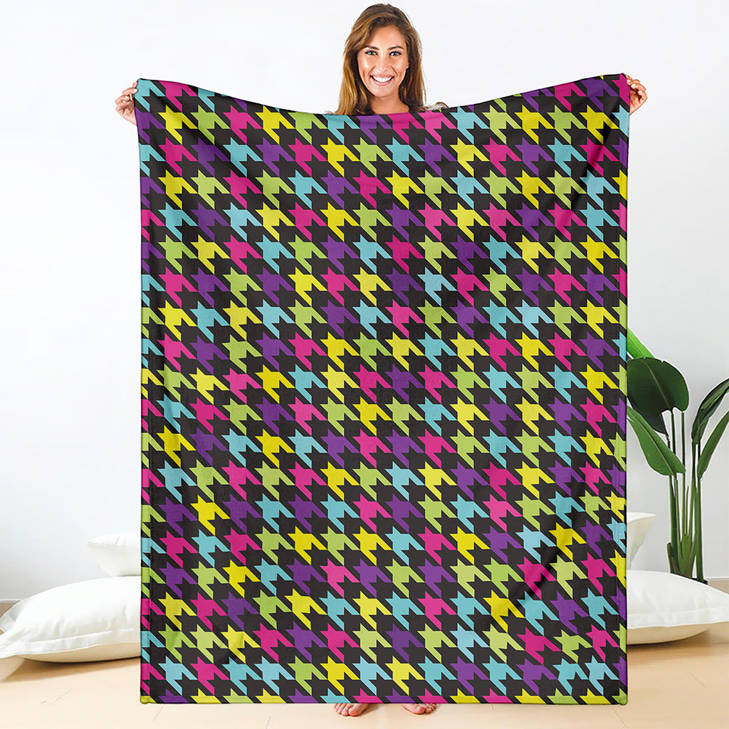 Colorful Houndstooth Pattern Print Blanket