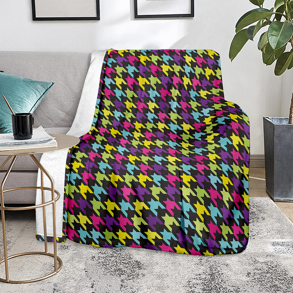 Colorful Houndstooth Pattern Print Blanket