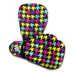 Colorful Houndstooth Pattern Print Boxing Gloves
