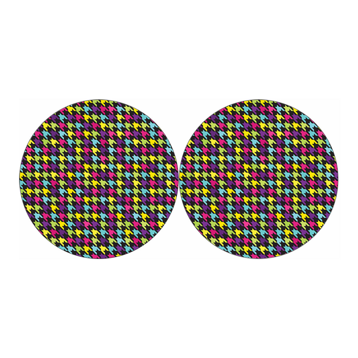 Colorful Houndstooth Pattern Print Car Coasters