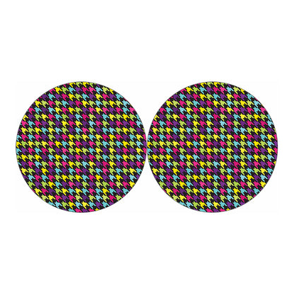 Colorful Houndstooth Pattern Print Car Coasters