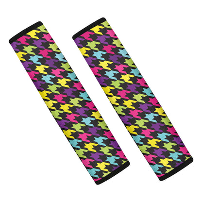 Colorful Houndstooth Pattern Print Car Seat Belt Covers