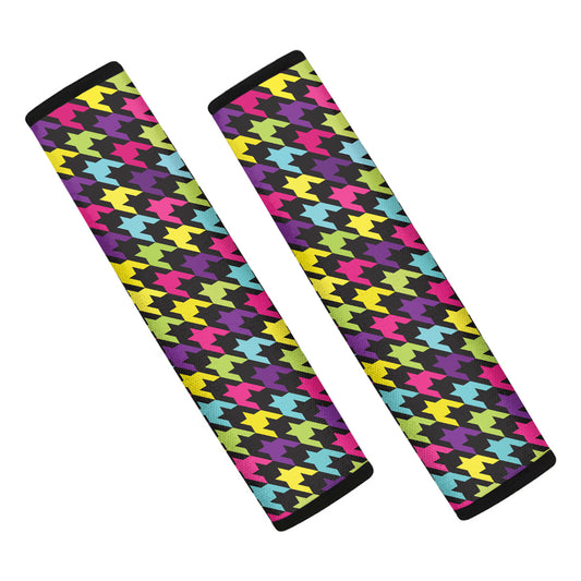 Colorful Houndstooth Pattern Print Car Seat Belt Covers