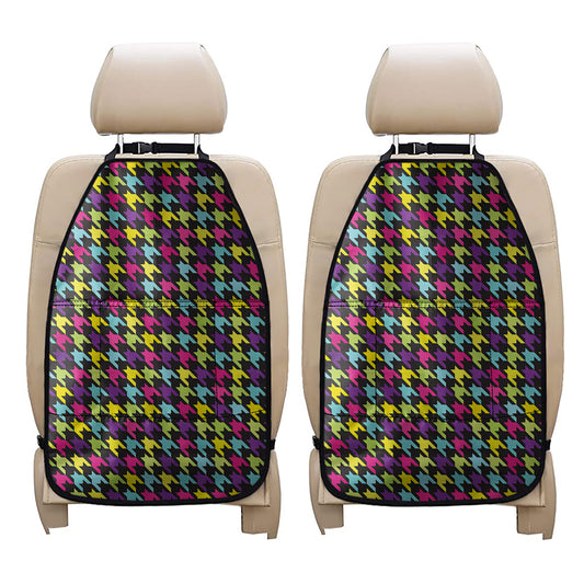 Colorful Houndstooth Pattern Print Car Seat Organizers