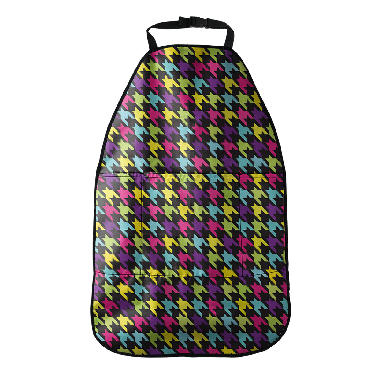 Colorful Houndstooth Pattern Print Car Seat Organizers