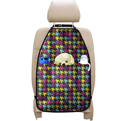 Colorful Houndstooth Pattern Print Car Seat Organizers
