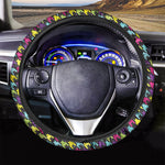 Colorful Houndstooth Pattern Print Car Steering Wheel Cover