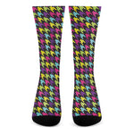 Colorful Houndstooth Pattern Print Crew Socks