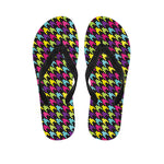 Colorful Houndstooth Pattern Print Flip Flops