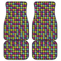 Colorful Houndstooth Pattern Print Front and Back Car Floor Mats