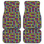 Colorful Houndstooth Pattern Print Front and Back Car Floor Mats