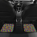 Colorful Houndstooth Pattern Print Front and Back Car Floor Mats