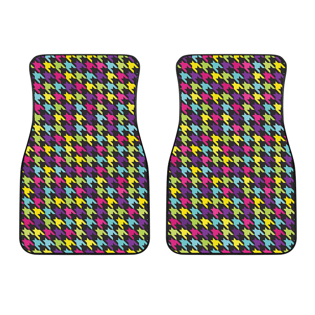 Colorful Houndstooth Pattern Print Front Car Floor Mats