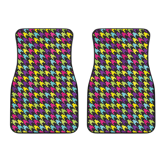 Colorful Houndstooth Pattern Print Front Car Floor Mats