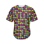 Colorful Houndstooth Pattern Print Men's Baseball Jersey