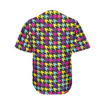 Colorful Houndstooth Pattern Print Men's Baseball Jersey