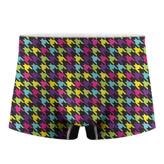 Colorful Houndstooth Pattern Print Men's Boxer Briefs