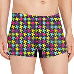 Colorful Houndstooth Pattern Print Men's Boxer Briefs