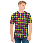 Colorful Houndstooth Pattern Print Men's T-Shirt