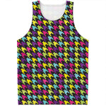 Colorful Houndstooth Pattern Print Men's Tank Top