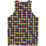 Colorful Houndstooth Pattern Print Men's Tank Top