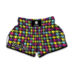 Colorful Houndstooth Pattern Print Muay Thai Boxing Shorts