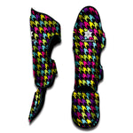 Colorful Houndstooth Pattern Print Muay Thai Shin Guard