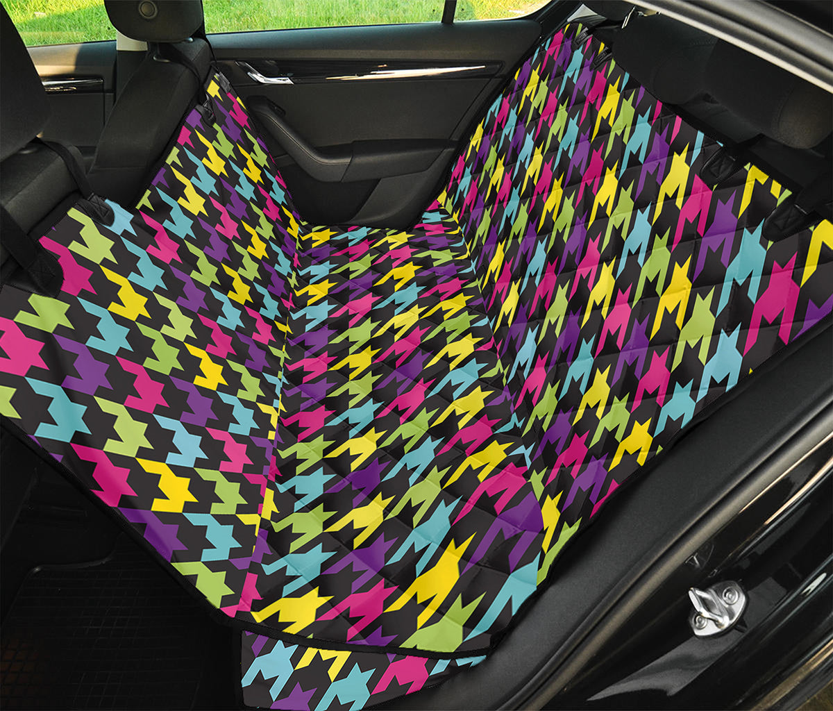 Colorful Houndstooth Pattern Print Pet Car Back Seat Cover