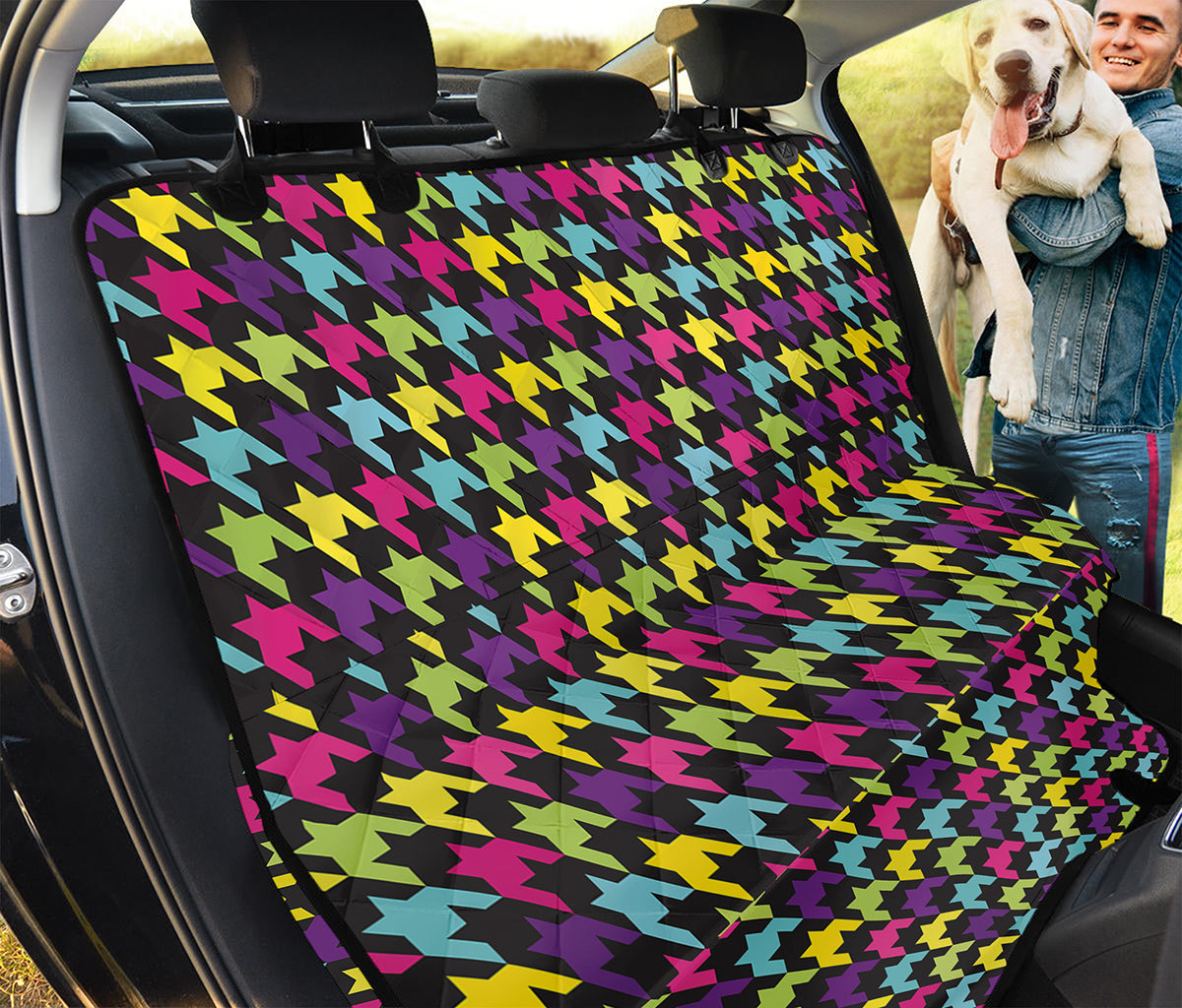 Colorful Houndstooth Pattern Print Pet Car Back Seat Cover