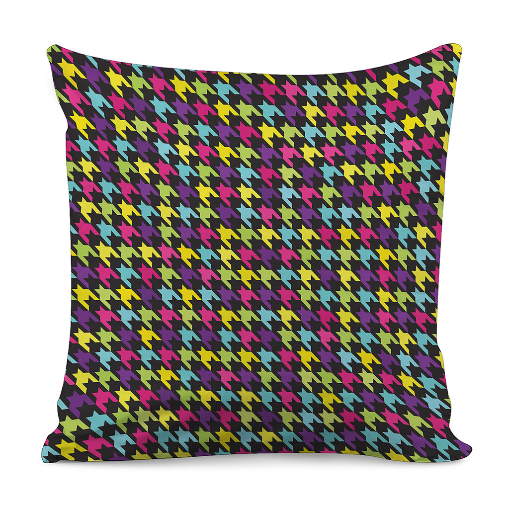 Colorful Houndstooth Pattern Print Pillow Cover