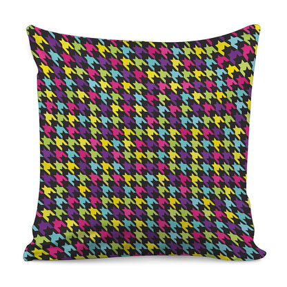Colorful Houndstooth Pattern Print Pillow Cover